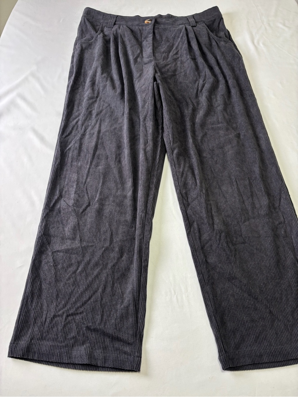HALARA Women's Charcoal Wide-Leg Corduroy Pants